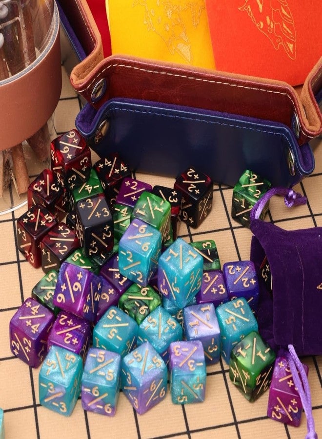PUGED Magic The Gathering Counter Dice Set 48 Pcs D6 MTG Dice Life Counters Tokens Dice for Magic Card Game Accessories with 6 Pcs Drawstring Bags and Tray (Color) - Image 5